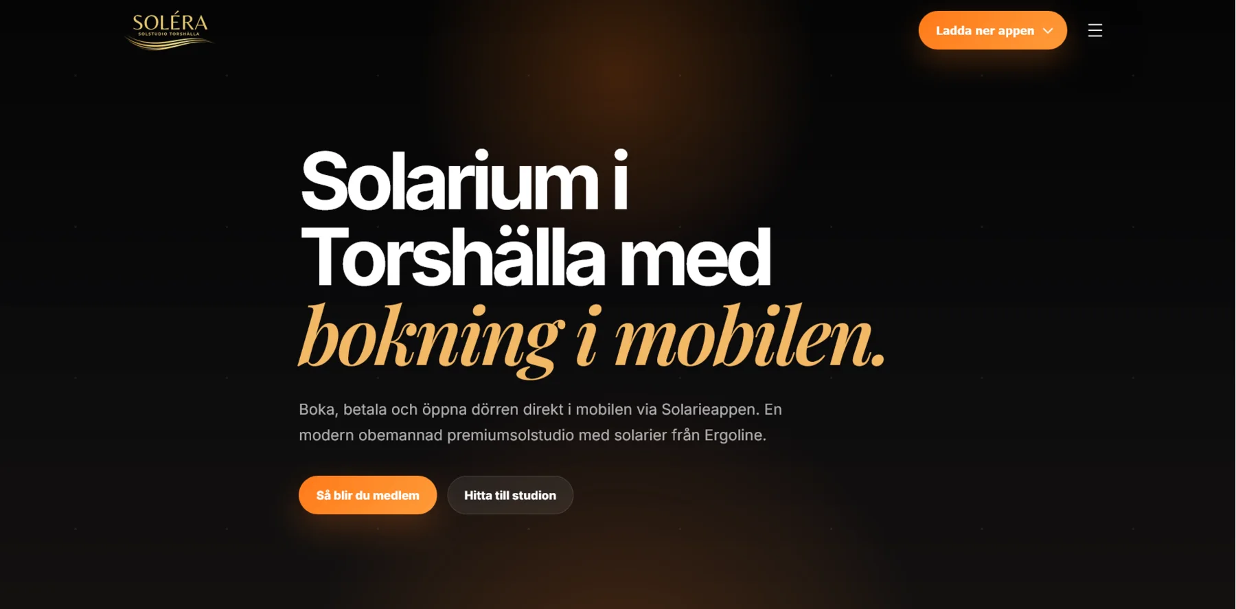 SOLÉRA Studio webbplats och mobil bokning